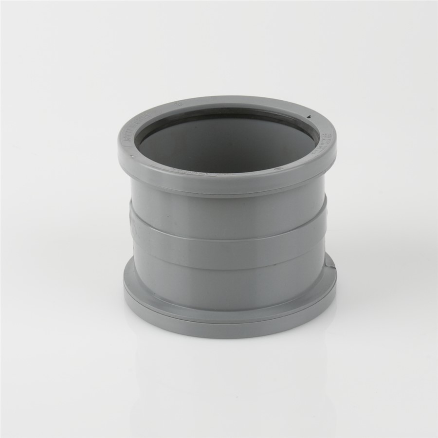110MM PUSH FIT DOUBLE SOCKET PIPE CONNECTOR, GREY OLIVE