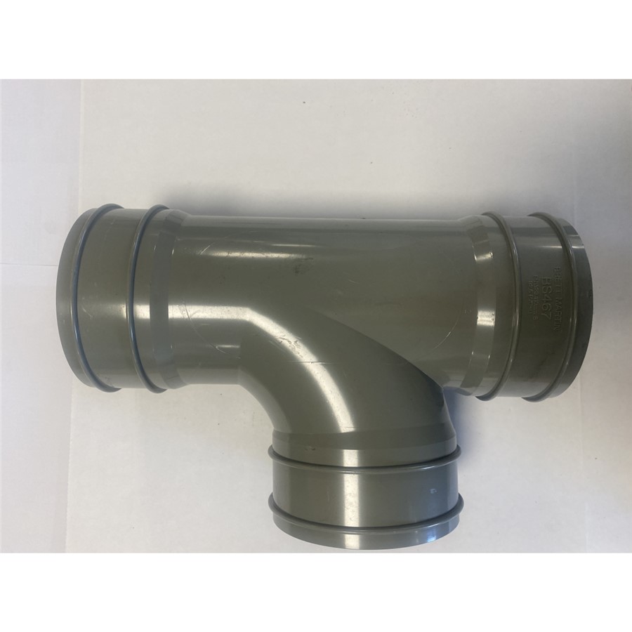 110MM SOLVENT WELD TRIPLE SOCKET 92.5 DEGREE BRANCH NO BOSS GREY OLIVE