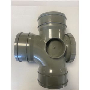 110MM SOLVENT WELD TRIPLE SOCKET 92.5 DEGREE ACCESS BRANCH, GREY OLIVE