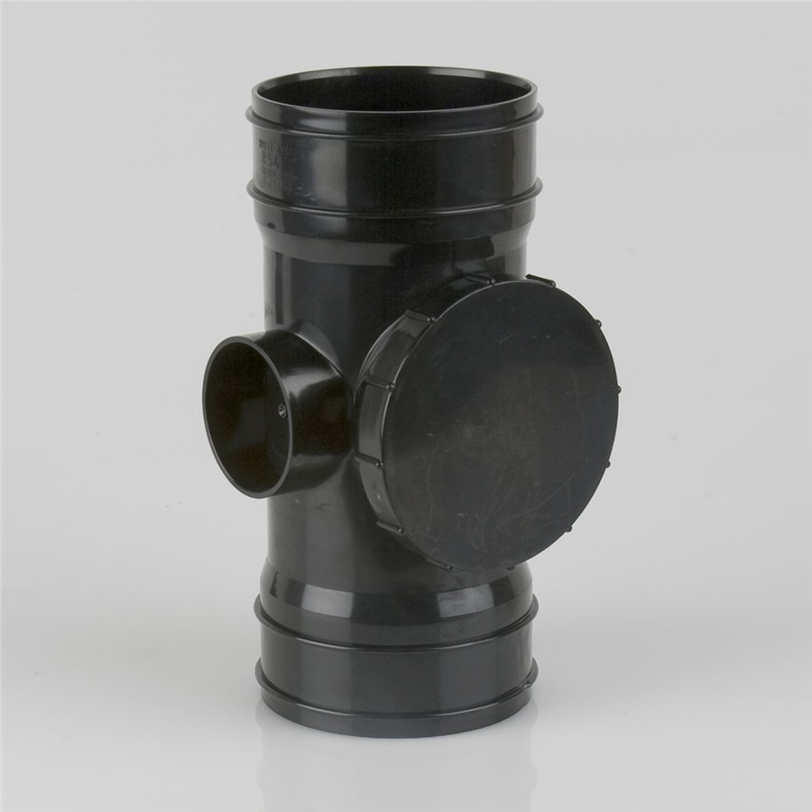 110MM SOLVENT WELD DOUBLE SOCKET ACCESS PIPE, BLACK