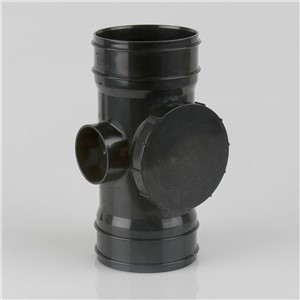 110MM SOLVENT WELD DOUBLE SOCKET ACCESS PIPE, BLACK