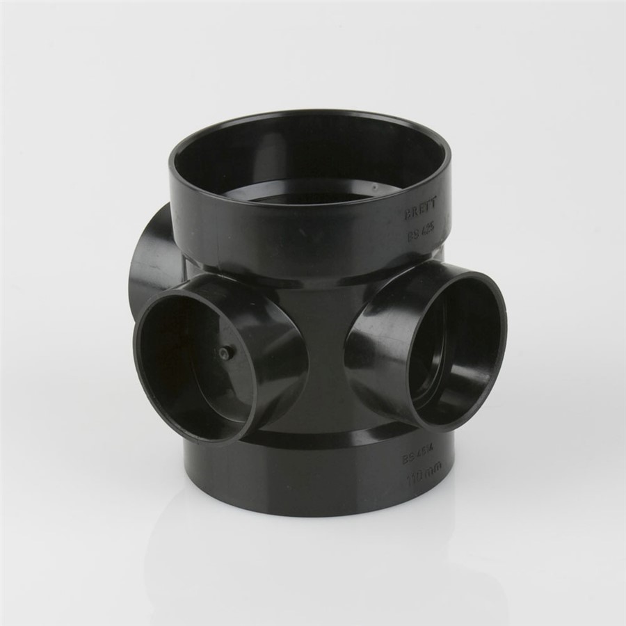 110MM SOLVENT WELD DOUBLE SOCKET SHORT BOSS PIPE, BLACK