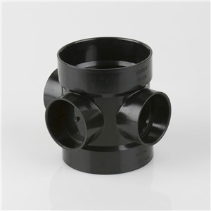 110MM SOLVENT WELD DOUBLE SOCKET SHORT BOSS PIPE, BLACK