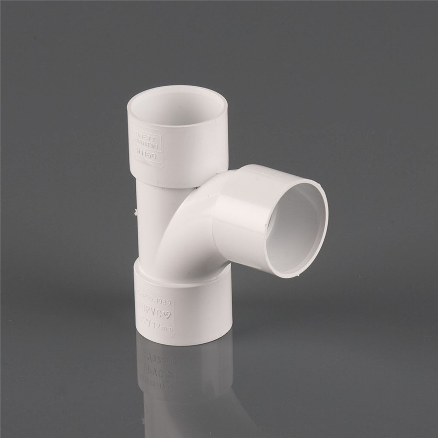 32MM SOLVENT WELD 92.5 DEGREE SWEPT TEE, WHITE