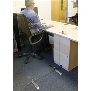 SNEEZE PROTECTION SCREEN-S/S FLOOR BRKT 6MM SAFETY GLASS 1500X750MM