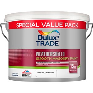 DULUX TRADE WEATHERSHIELD SMOOTH MASONRY PBW BRILLIANT WHITE 7.5LT