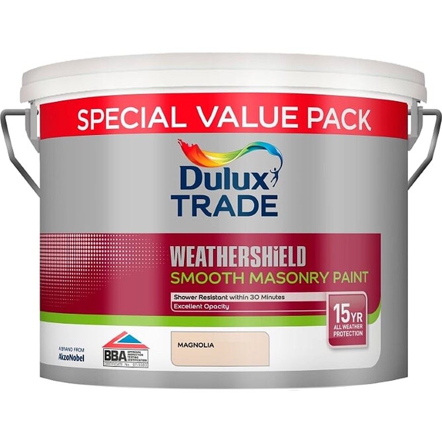 DULUX TRADE WEATHERSHIELD SMOOTH MASONRY MAGNOLIA 7.5LT