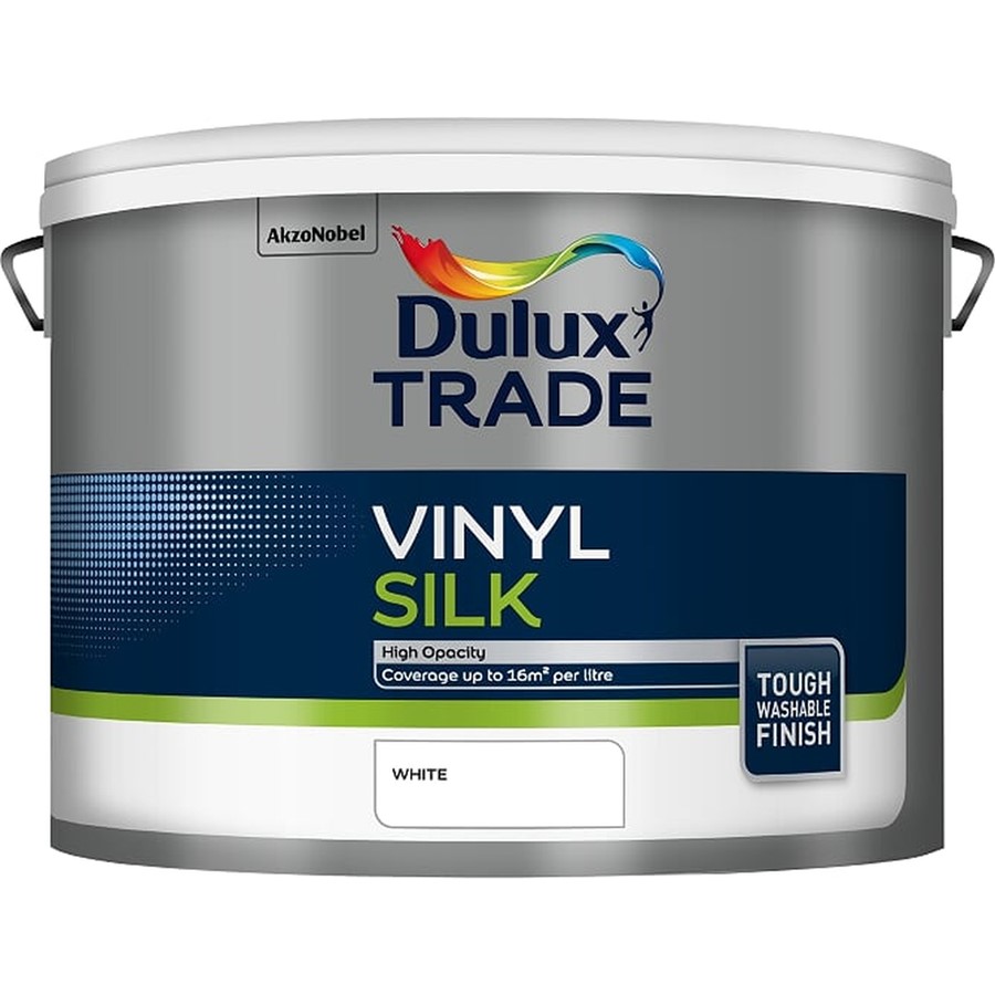 DULUX TRADE VINYL SILK WHITE 10LT