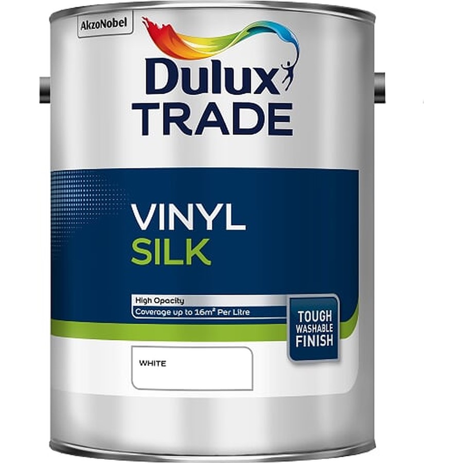 DULUX TRADE VINYL SILK WHITE 5LT