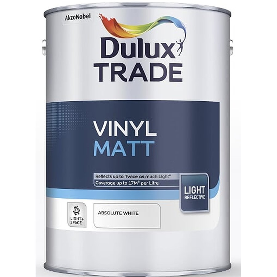 DULUX TRADE VINYL MATT LIGHT & SPACE ABSOLUTE WHITE 5LT