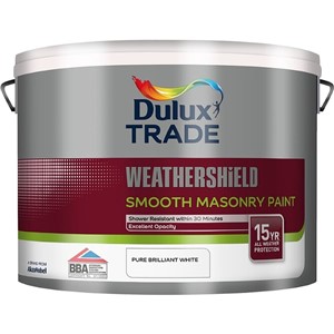 DULUX TRADE WEATHERSHIELD SMOOTH MASONRY PBW BRILLIANT WHITE 10LT