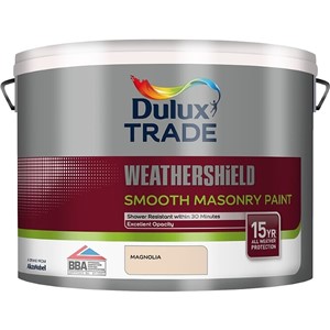 DULUX TRADE WEATHERSHIELD SMOOTH MASONARY MAGNOLIA 10LT