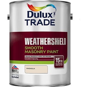 DULUX TRADE WEATHERSHIELD SMO0TH MASONRY MAGNOLIA 5LT