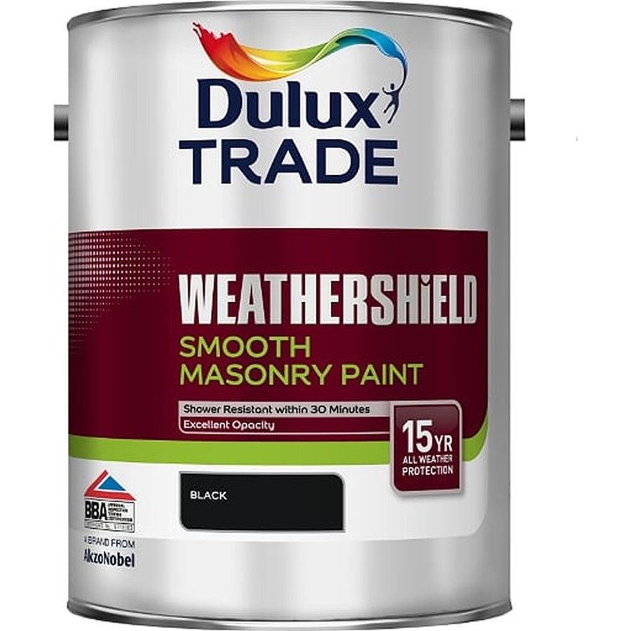 DULUX TRADE WEATHERSHIELD SMOOTH MASONRY BLACK 5LT