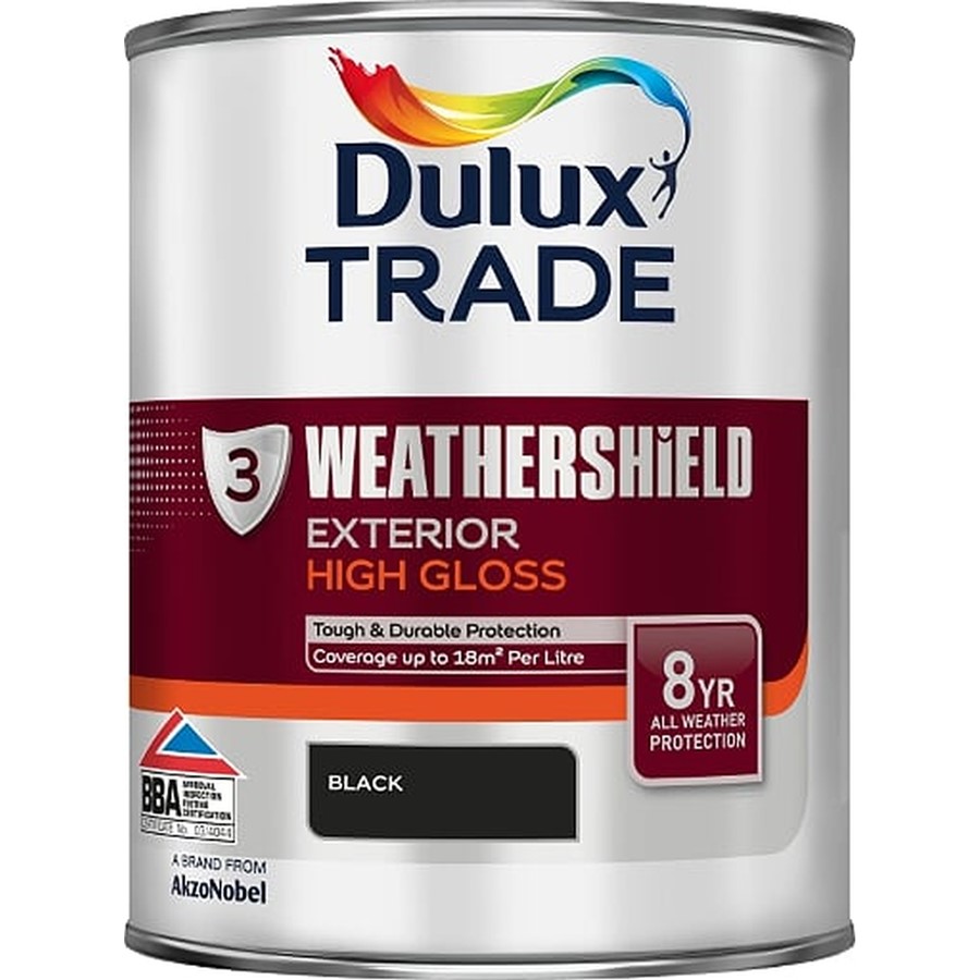 DULUX TRADE WEATHERSHIELD GLOSS BLACK 1LT