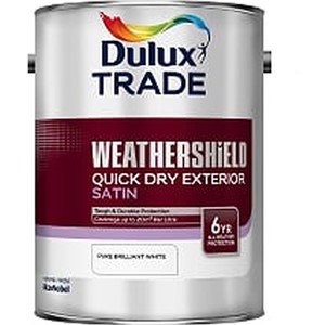 DULUX TRADE WEATHERSHIELD Q/DRY SATIN PBW 5LT