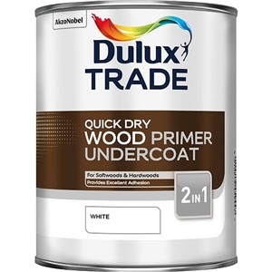 DULUX TRADE QUICK DRY WOOD PRIMER UNDERCOAT WHITE 1LT