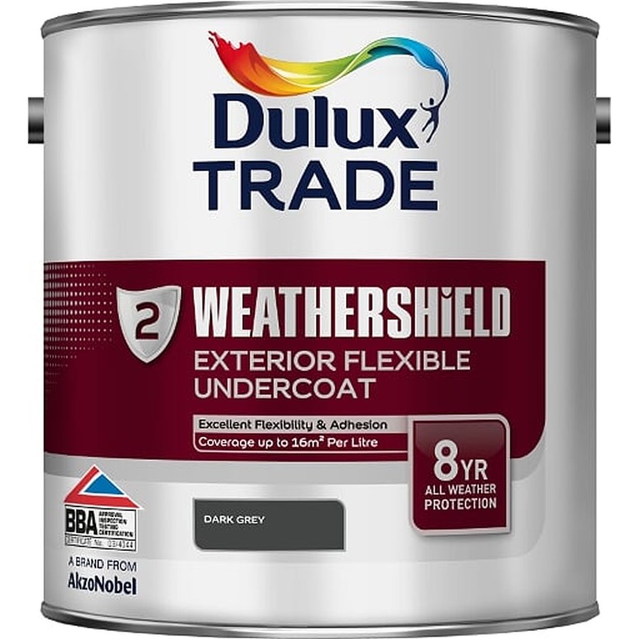 DULUX TRADE WEATHERSHIELD EXT FLEX UNDERCOAT DARK GREY 2.5LT