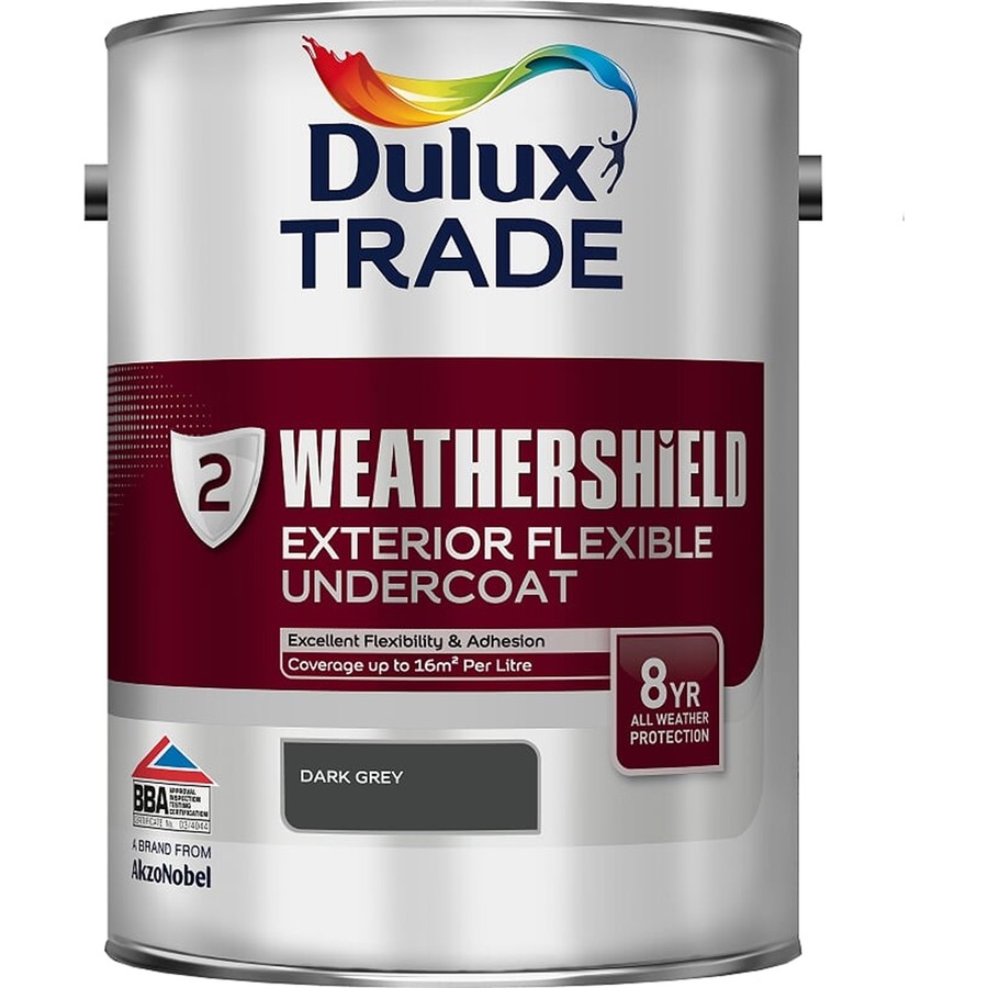 DULUX TRADE WEATHERSHIELD EXT FLEX UNDERCOAT DARK GREY 5LT