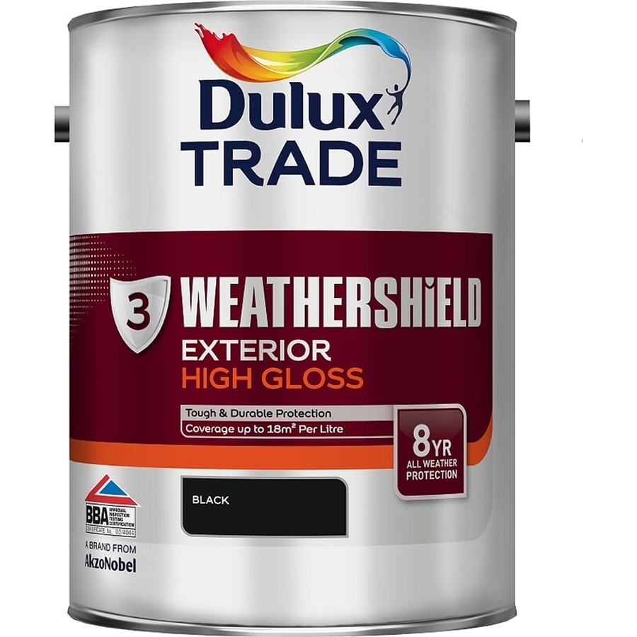 DULUX TRADE WEATHERSHIELD EXTERIOR GLOSS BLACK 5L