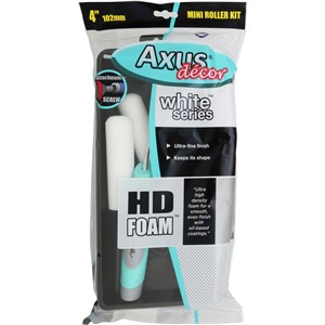 AXUS DECOR WHITE SERIES HD FOAM 4" ROLLER KIT-2 SLEEVES  FRAME & TRAY