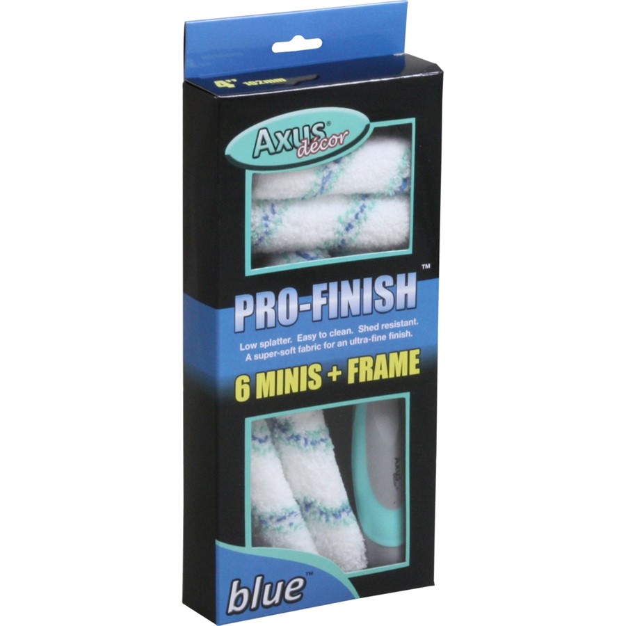 AXUS DECOR BLUE PRO-FINISH MINI ROLLER PACK - 6 SLEEVES & FRAME