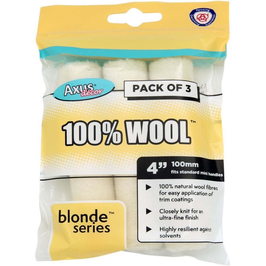 AXUS DECOR 100% WOOL BLONDE SERIES 4" 100MM (PACK OF 3)