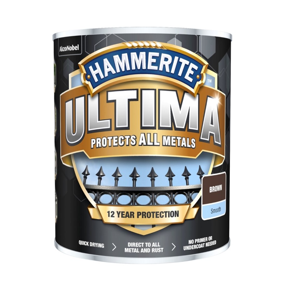 HAMMERITE ULTIMA METAL PAINT SMOOTH BROWN 750ML
