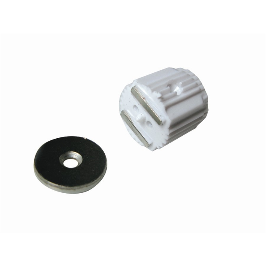 MAGNETIC CATCH 14MM WHITE NYLON ROUND MORTICE TYPE