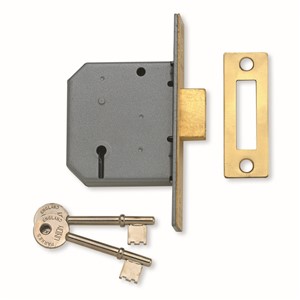 UNION J2177 MORTICE DEADLOCK 3 LEVER 77MM (3.0") BRASS