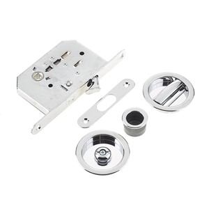 SLIDING BATHROOM DOOR LOCK KIT, CIRCULAR PC (MAX 30MM THICKNESS)