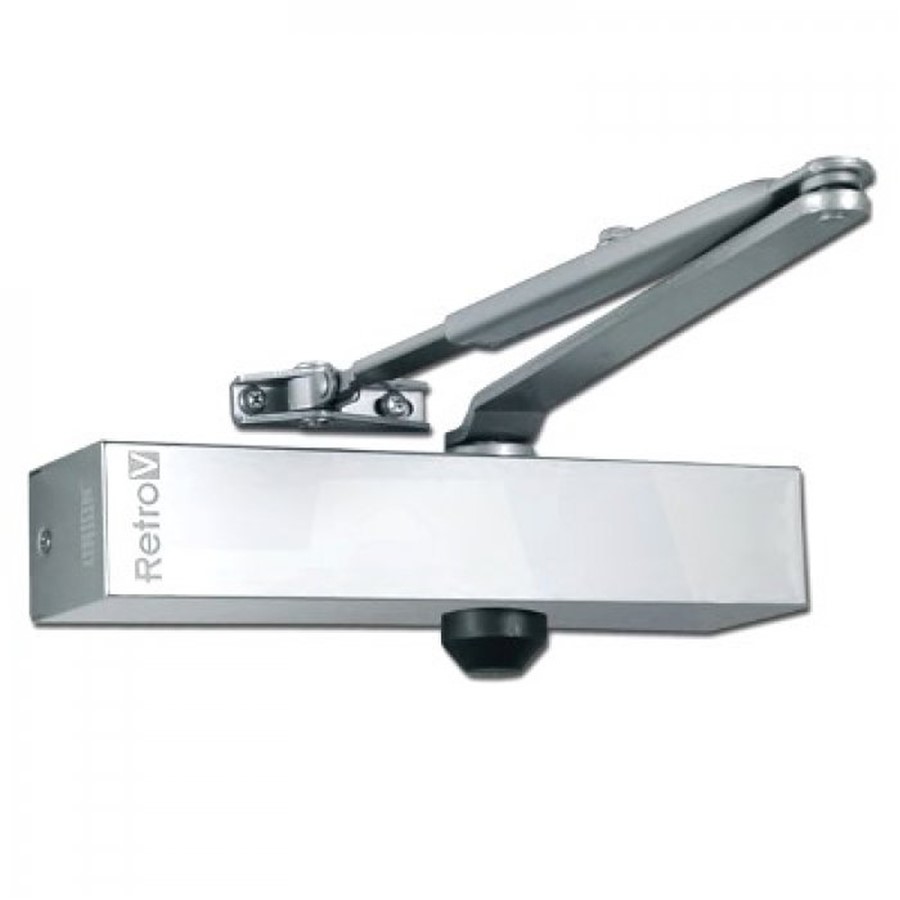 UNION RETRO V OVERHEAD DOOR CLOSER SIZE 3-4 SILVER