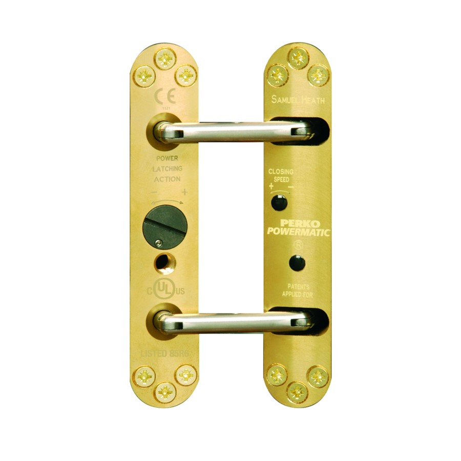 PERKO POWERMATIC CONCEALED DR CLOSR BRASS FINISH R100-BRASS