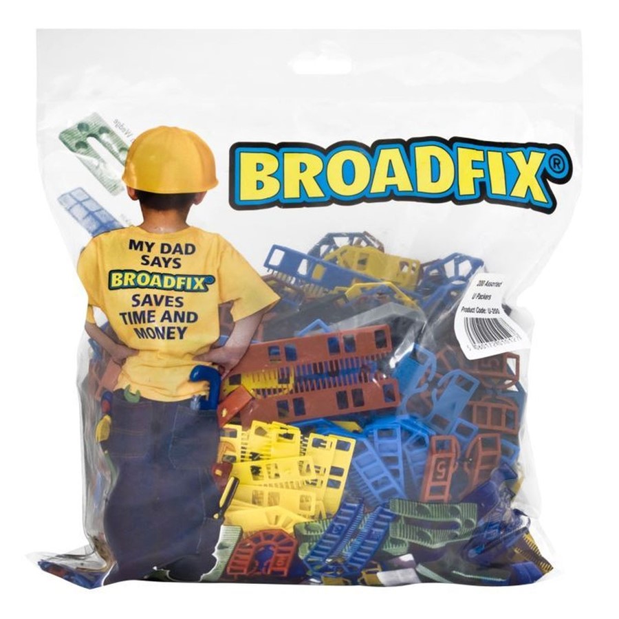 BROADFIX ASSORTED U PACKERS STD & SML 1,3,5,6,10MM POLY BAG 200 PCS