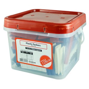 TIMCO MIXED TUB 400PCE 28 X 100MM PLASTIC FLAT PACKERS 1 -6MM