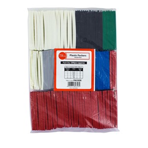 TIMCO MIXED TUB 200PCE 28 X 100MM PLASTIC FLAT PACKERS 1-6MM