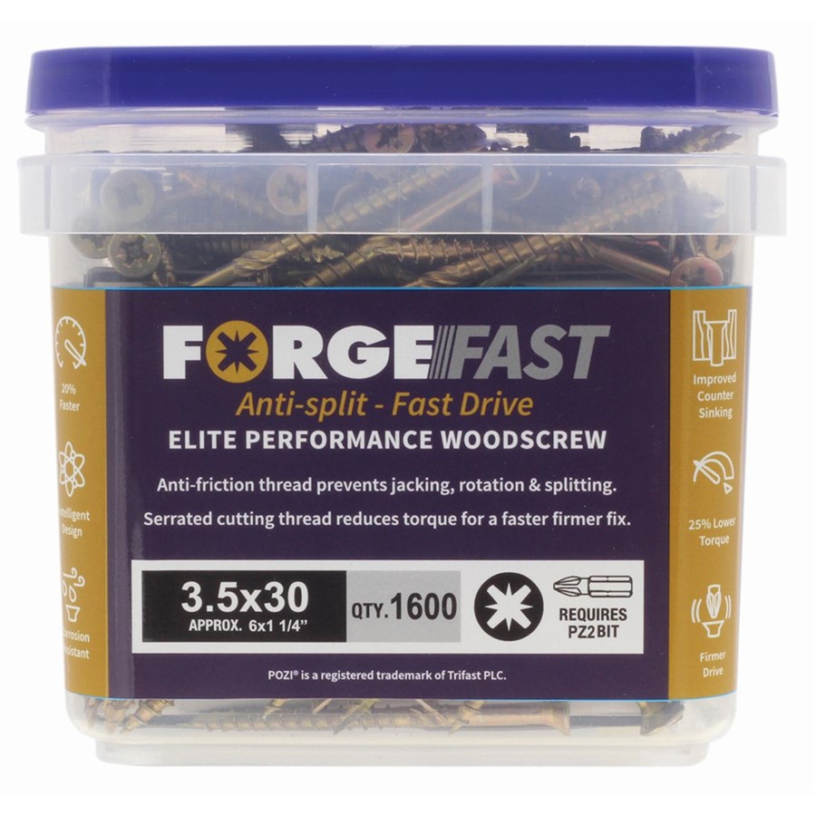 FORGEFAST 5.0X50MM POZI COMP ZY ELITE WOODSCREWS TUB 600