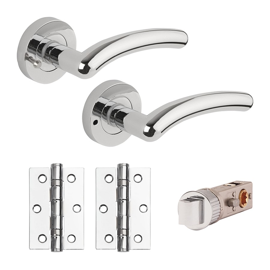 WAVE LEVER ON ROSE PRIVACY, HINGES, LATCH PACK-PCP