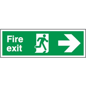 FIRE EXIT SIGN 400X150MM RP RUNNING MAN ARROW RT 12001