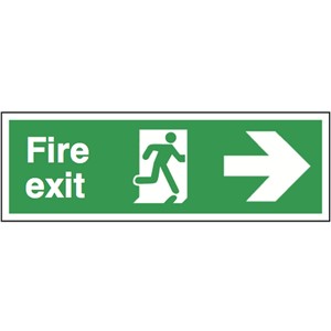 FIRE EXIT SIGN 600X200MM RP RUNNING MAN ARROW RT 12003