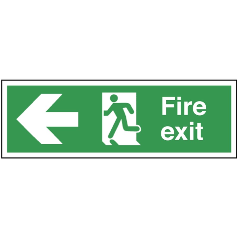 FIRE EXIT SIGN 400X150MM RP RUNNING MAN ARROW LEFT 12093