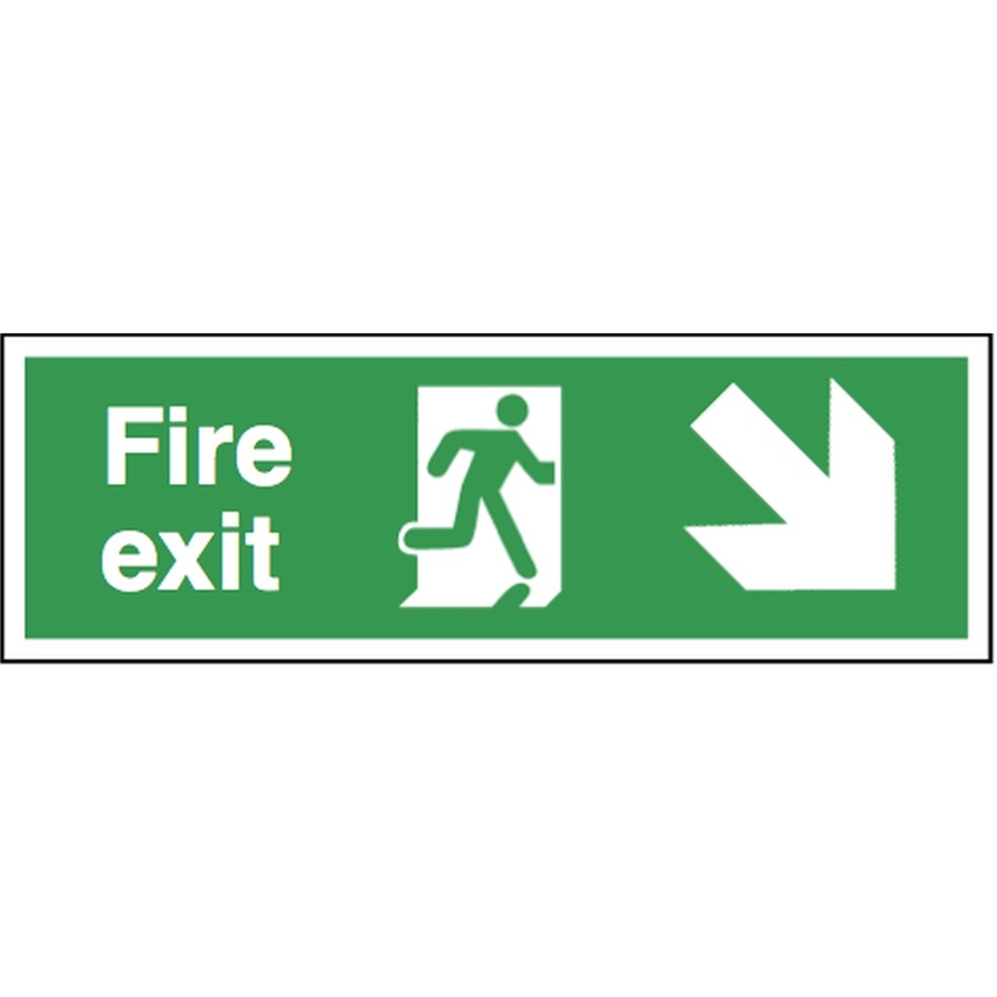 FIRE EXIT SIGN 400X150MM RP RUNNING MAN ARROW DOWN RT 12101