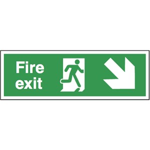 FIRE EXIT SIGN 400X150MM RP RUNNING MAN ARROW DOWN RT 12101