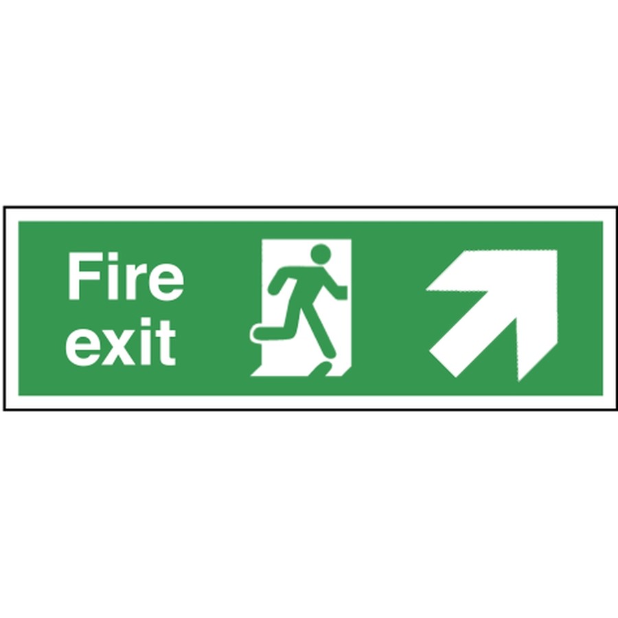 FIRE EXIT SIGN 400X150MM RP RUNNING MAN ARROW UP RT