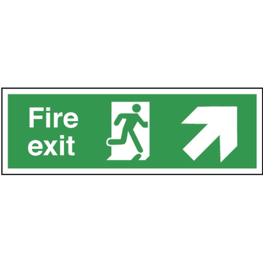 FIRE EXIT SIGN 600X200MM RP RUNNING MAN ARROW UP RIGHT