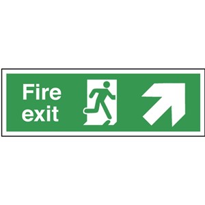 FIRE EXIT SIGN 600X200MM RP RUNNING MAN ARROW UP RIGHT