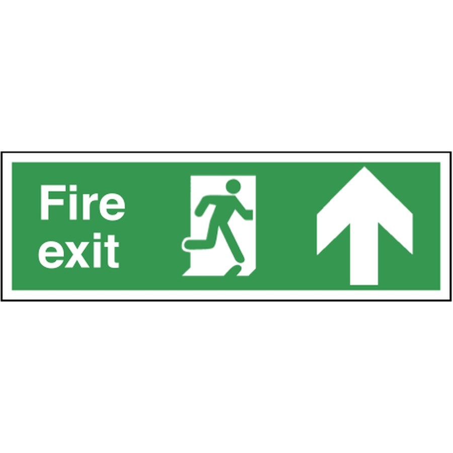 FIRE EXIT SIGN 400X150MM RP RUNNING MAN ARROW UP 12105