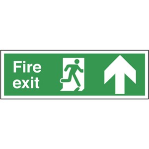 FIRE EXIT SIGN 400X150MM RP RUNNING MAN ARROW UP 12105