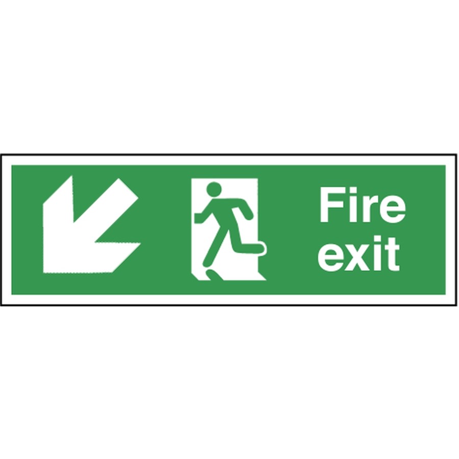 FIRE EXIT SIGN 600X200MM RP RUNNING MAN ARROW DOWN LT 12111