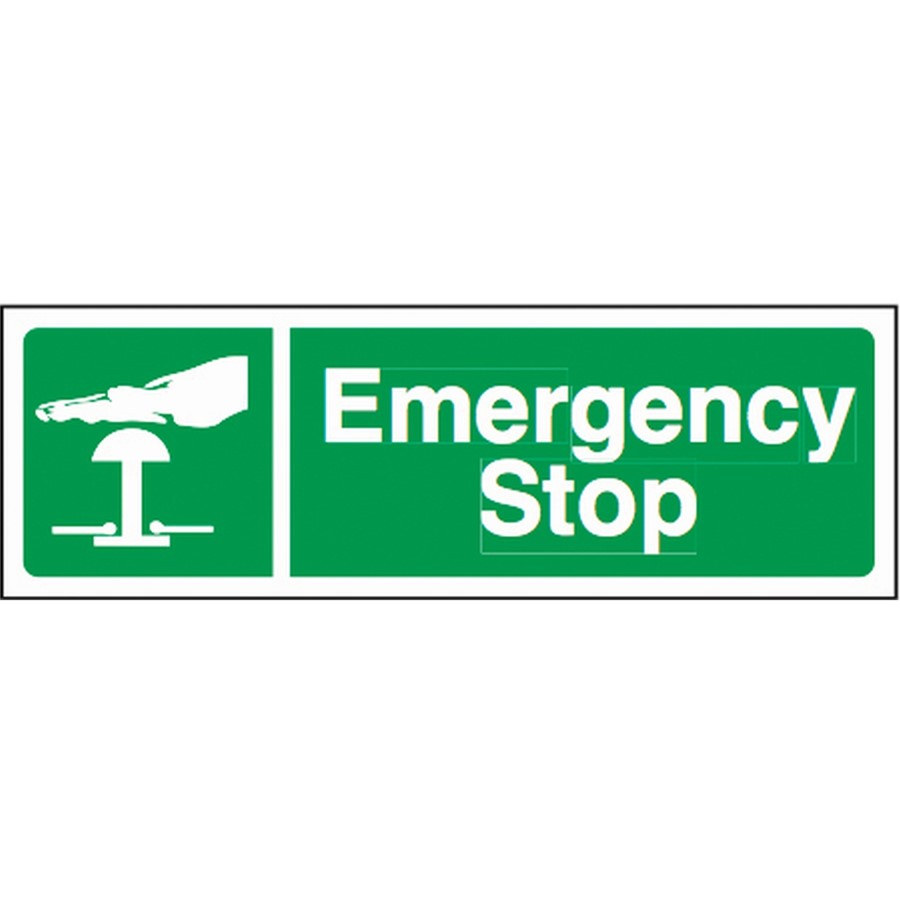 EMGENCY STOP SIGN   300X100MM RIGID PLASTIC 12049